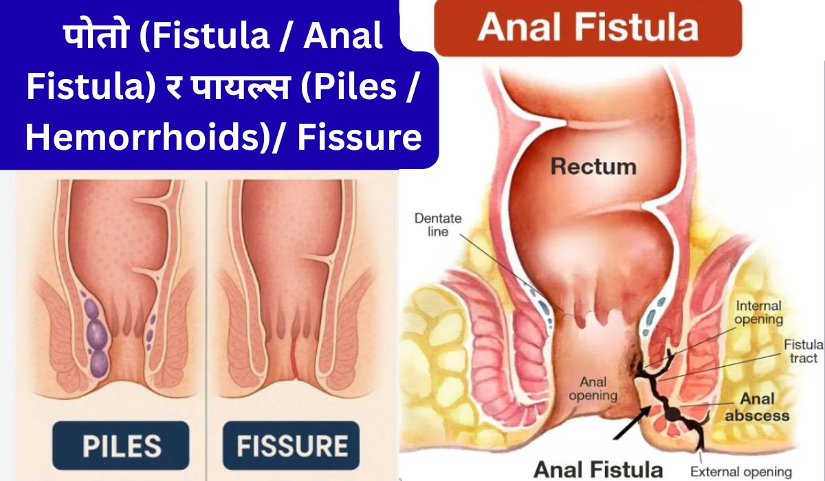 पोतो (Fistula / Anal Fistula) र पायल्स (Piles / Hemorrhoids)/ फिसर Fissure